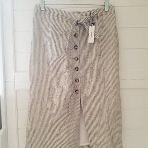 NWT Audele Small Ecru Linen Midi Skirt